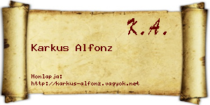 Karkus Alfonz névjegykártya